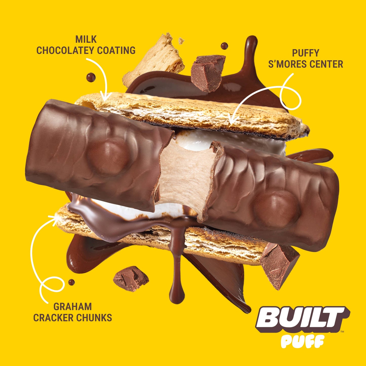 BUILT Puff Protein Bars, S'mores Chunk, 12ct Box