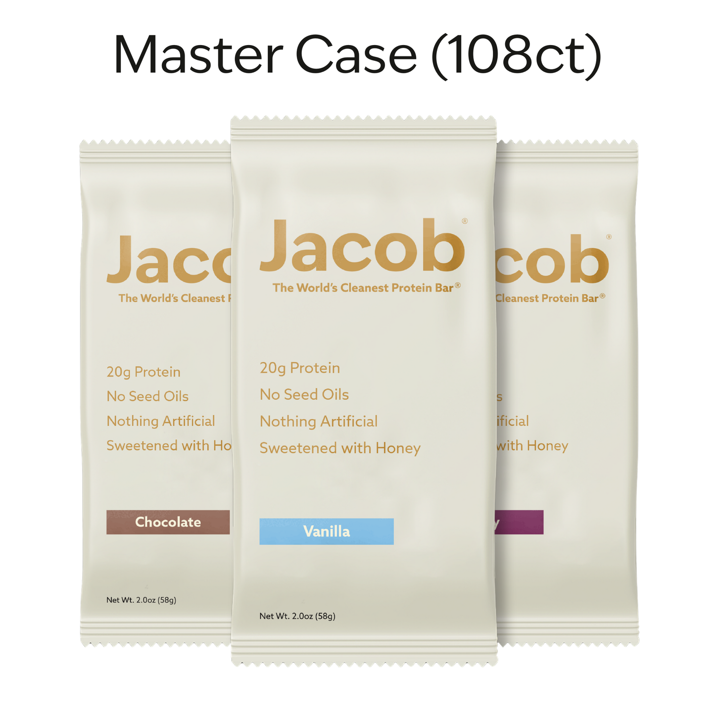 Jacob Protein Bar - Grass-Fed Organic Snack Bar (108ct)