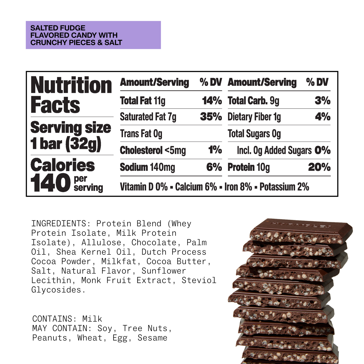 Salted Fudge Chocolate Protein Candy Bar (12 per carton)