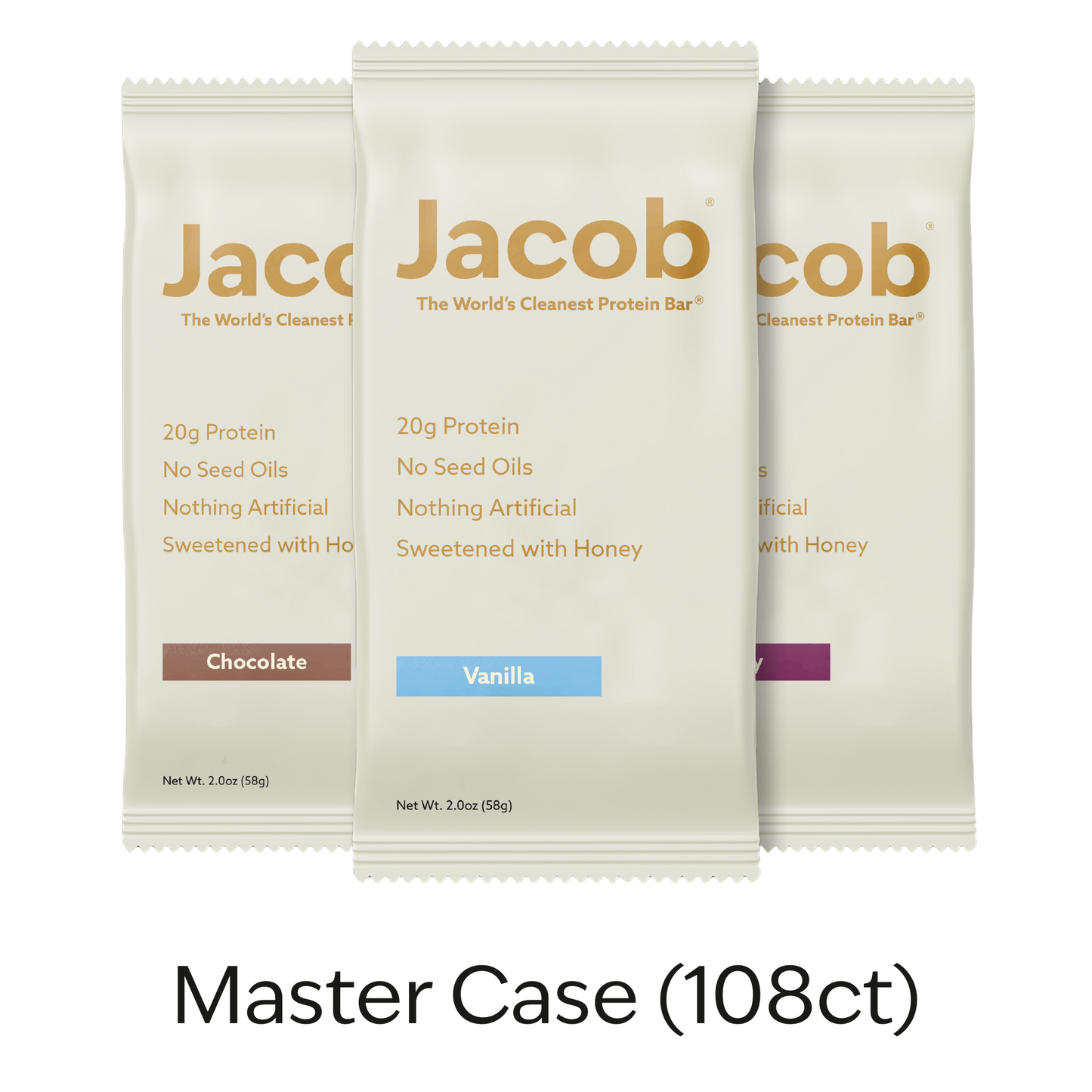 Jacob Protein Bar - Grass-Fed Organic Snack Bar (108ct)
