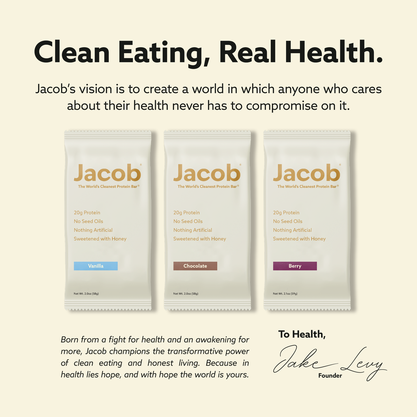 Jacob Protein Bar - Grass-Fed Organic Snack Bar (108ct)
