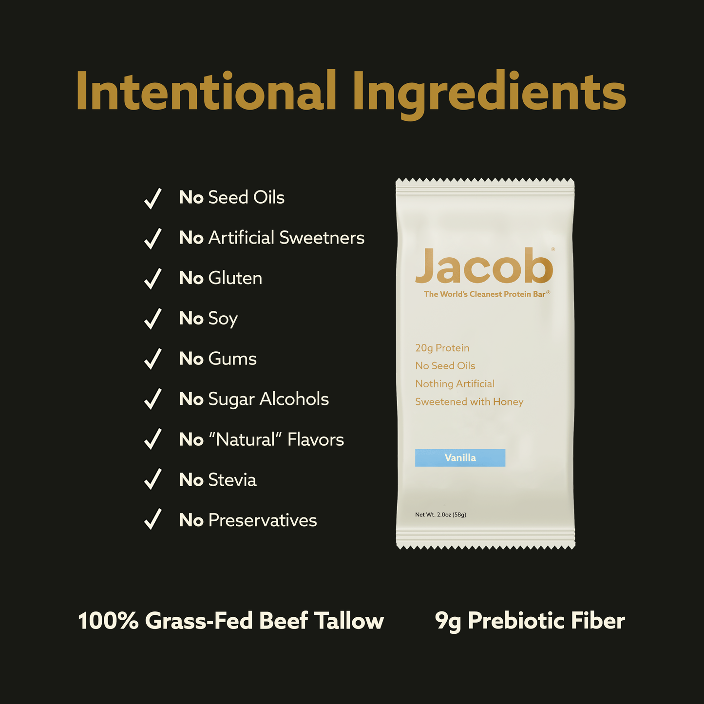 Jacob Protein Bar - Grass-Fed Organic Snack Bar (108ct)